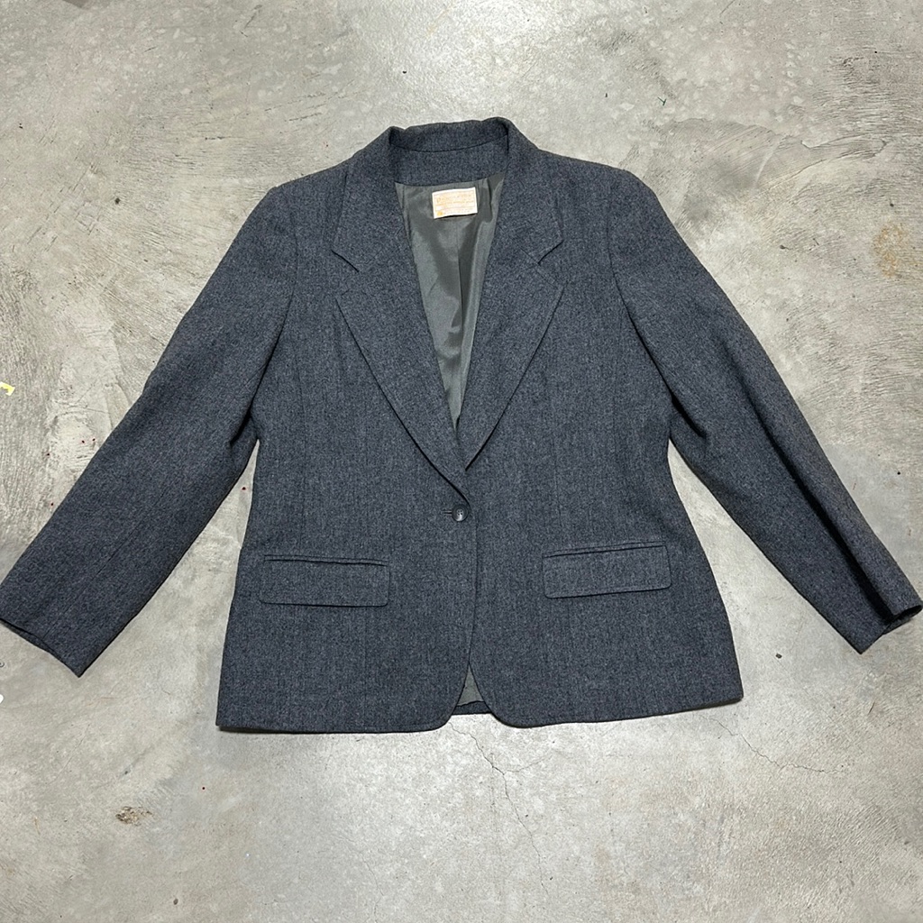 Grey Wool Button Front Blazer Pendleton Brand  Size 14  T64